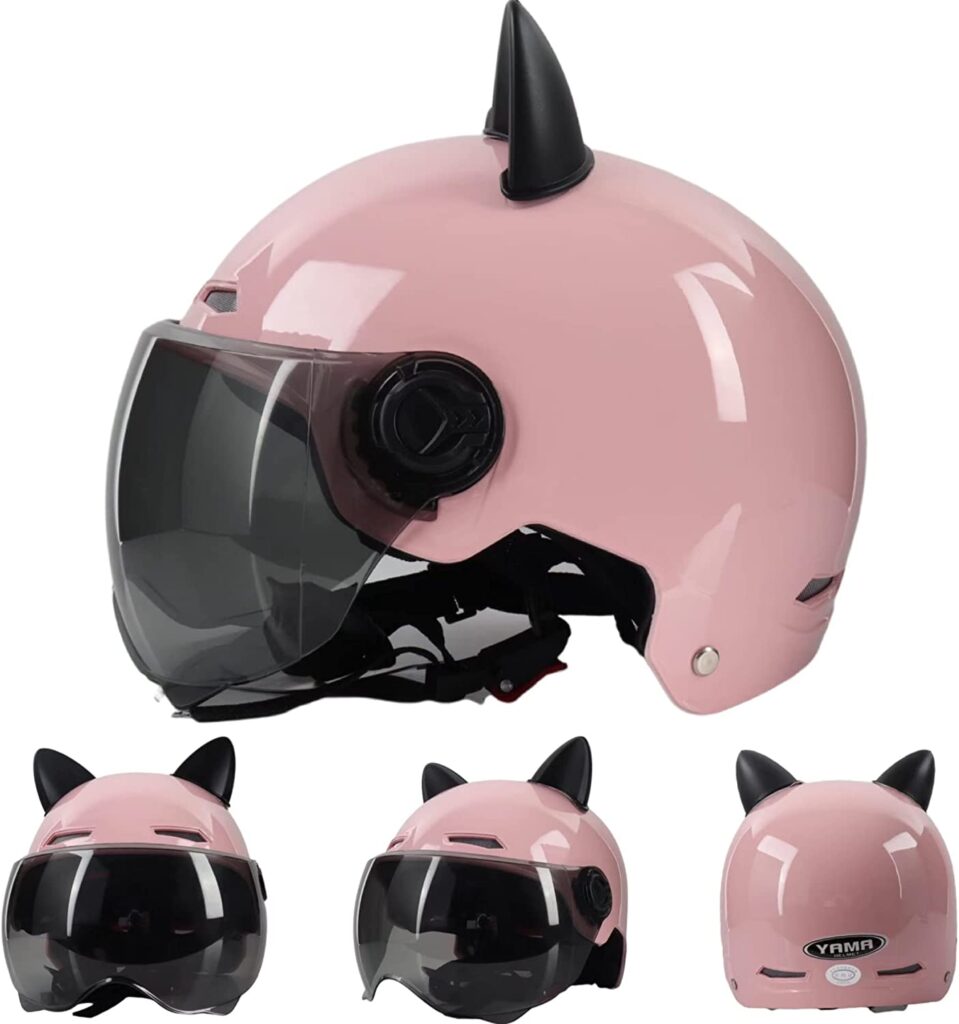 バイクヘルメット フルフェイス フルフェイスヘルメット 可愛い猫耳 ブラック